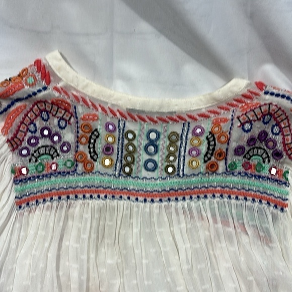 Zara Embroidered and Embellished Boho Sheer Tunic Top Size Small - Picture 4 of 8